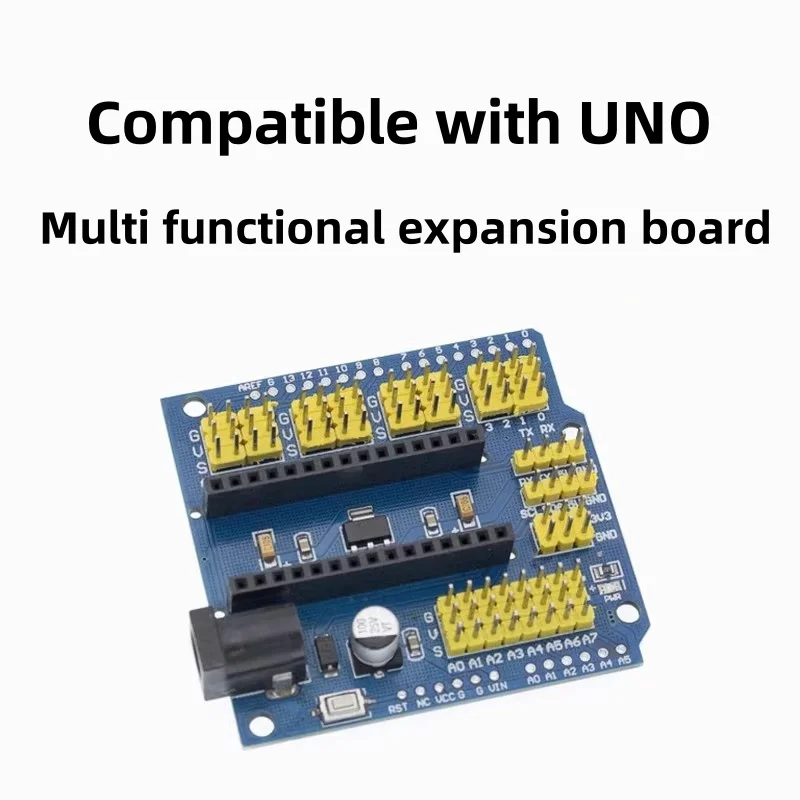NANO UNO Multipurpose Expansion Board - Yellow Pin Multi-Purpose Expansion Module with Power Supply for Electronics Projects