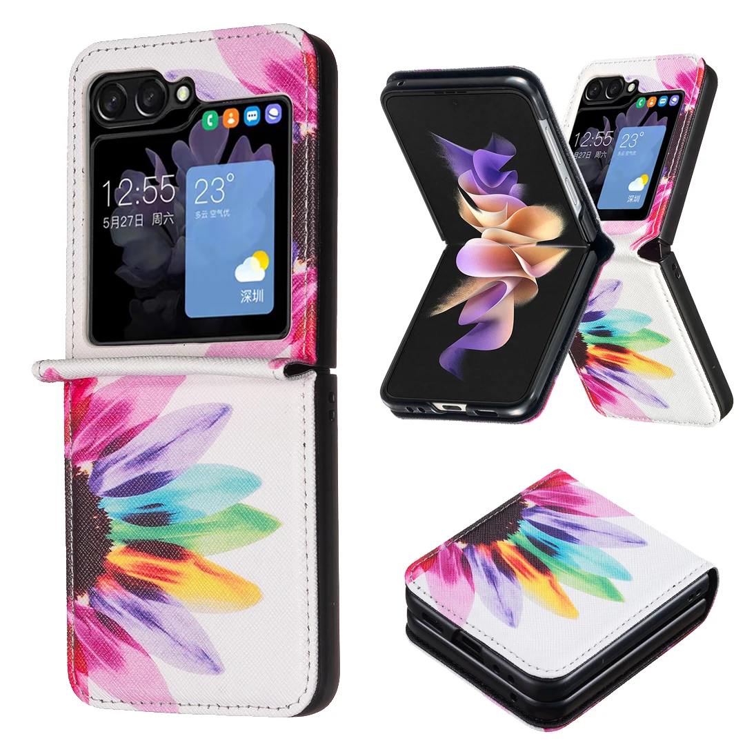 10pcs Marble Patterns Wallet PU Leather TPU Phone Cases Case For Samsung Galaxy Z Flip 6 5 4 Fold