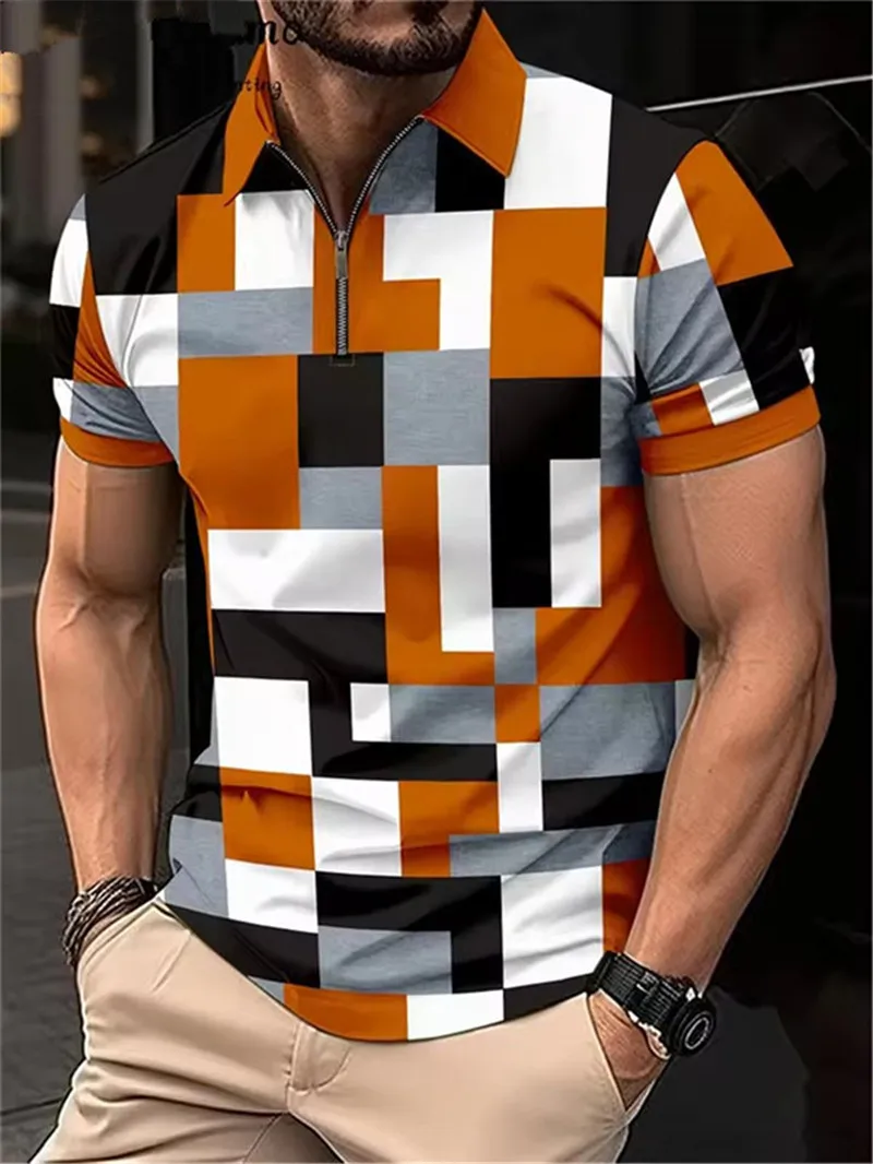 Fashion Plaid Graphic Men's Polos T-Shirts Summer Short Sleeve 3d Printed  Casual POLO T Shirt 6XL Plus Size Comfort Tops - Image 3