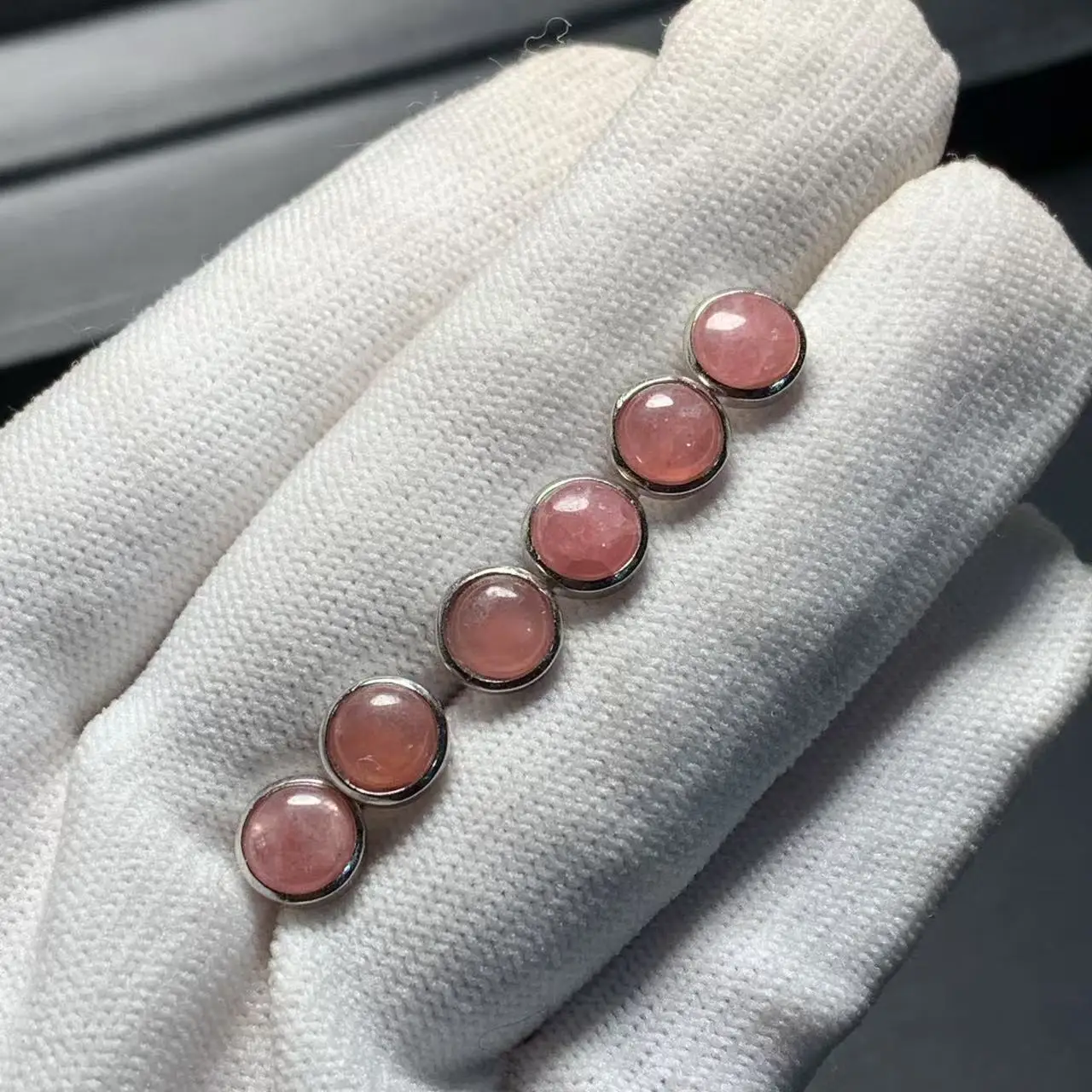 HEYYA STONE Round Natural Rhodochrosite Stud Earrings For Women Simple Fine Jewelry Stone Gemstone Classic Style stainless steel