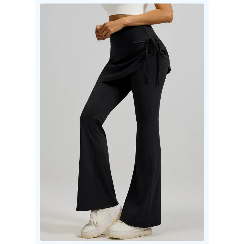 

Women Ruched Flare Skirt Yoga Pants High Waist Butt Lift Micro Flare Soft Stretch Shaping Leggings For Pilates GymDaily Training