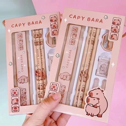 8 In 1 Capybara Cartoon Animals Pencil Ruler Eraser Sharpener Stationery Set Student School Office Writing Supplies Kids Gift