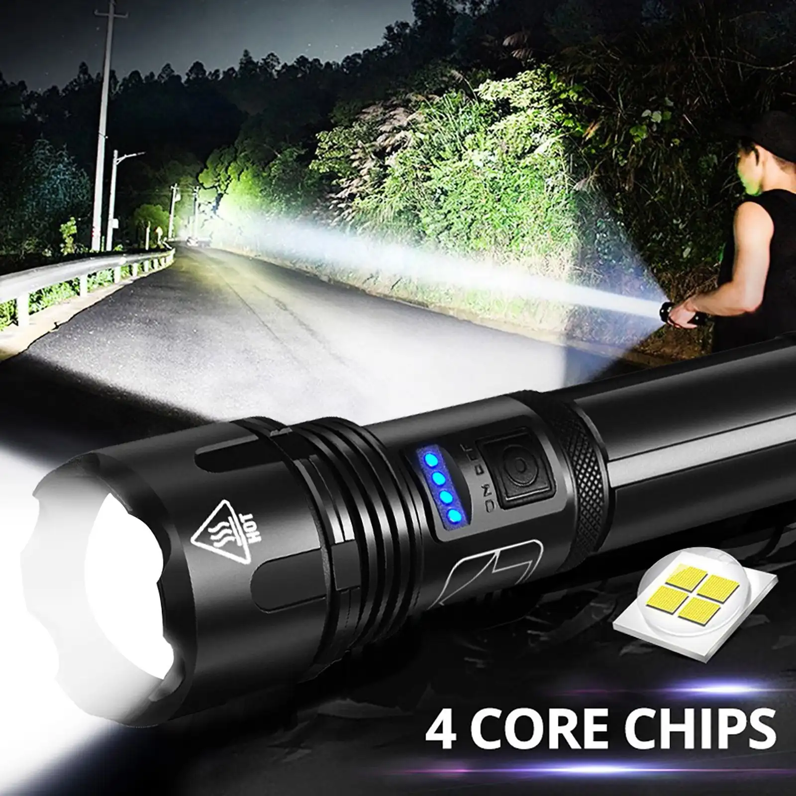 Super bright zoom USB flashlight Z4 XHP50 Tactical Torch USB RechargeableWaterproof Super Bright Outdoor Lantern Camping