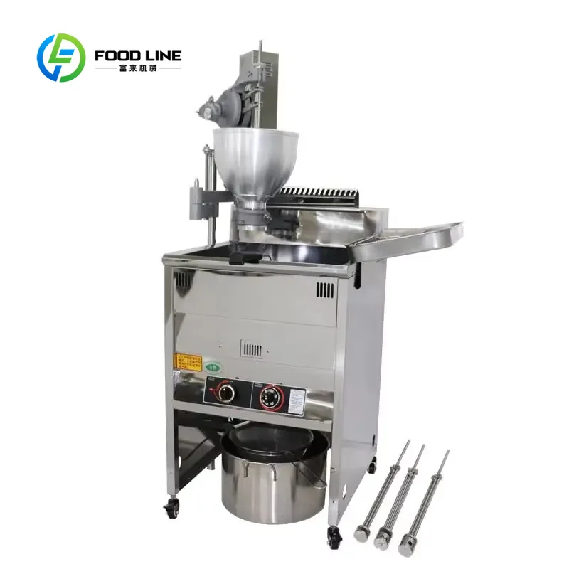 Customized Gas Powered Stand Type Donut Production Unit, Hand Crank Manual Forming Doughnut Fryer for Outdoor Street Stall