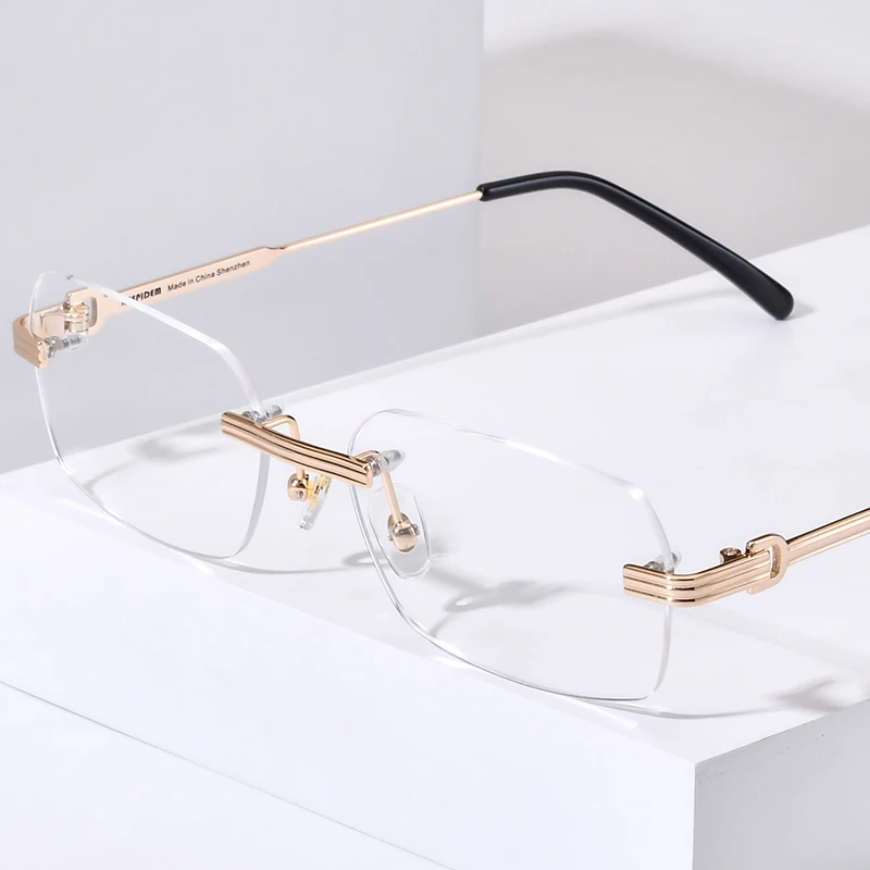 HEPIDEM Alloy Glasses Frame Men Brand Design Rimless Square Eyeglasses Women Ultralight-Weight Retro Spectacles Eyewear 50270