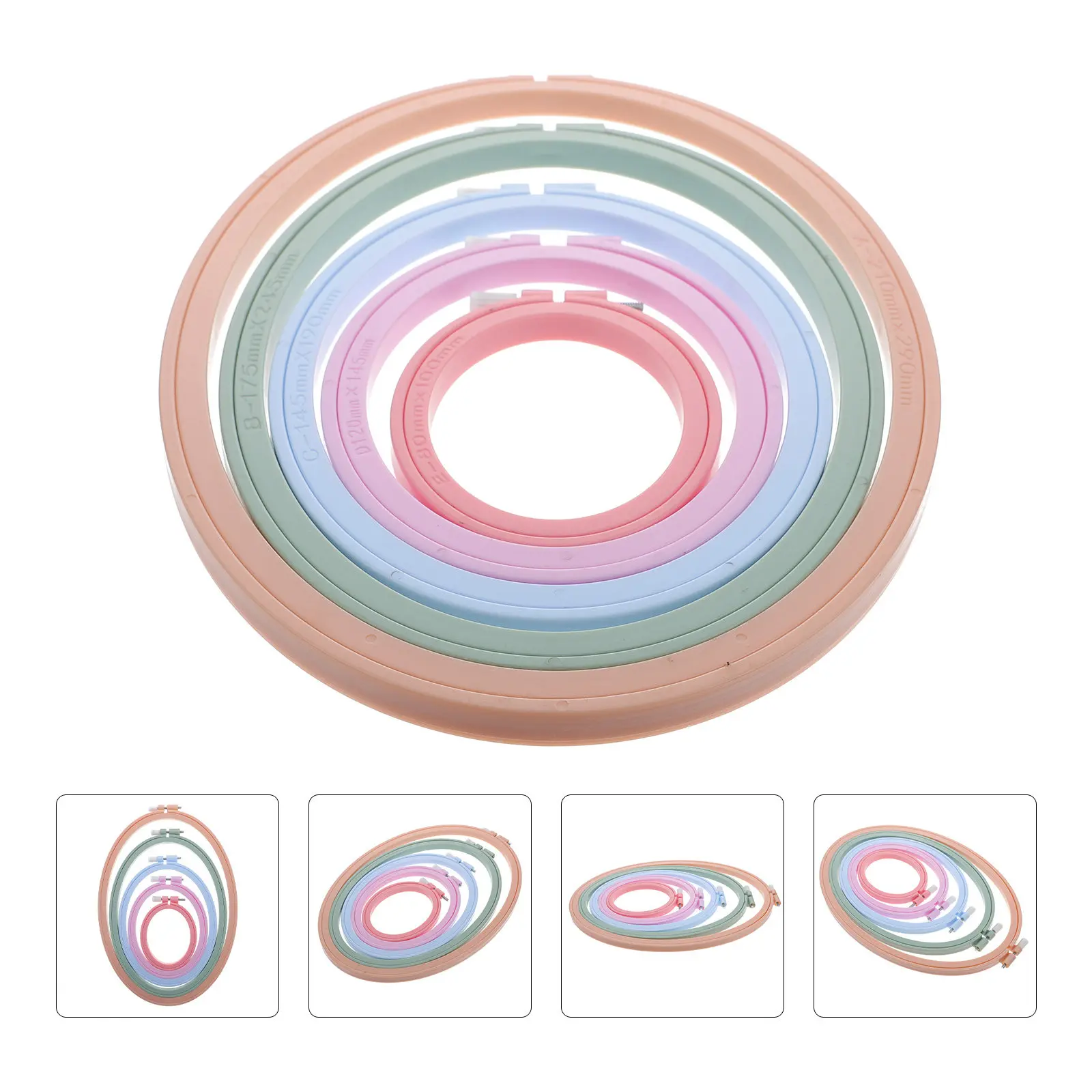 

5Pcs Cross Stitch Oval Hoops Strong Plastic Embroidery Circles Easy Storage for Needlework Home Decor Craft Kits