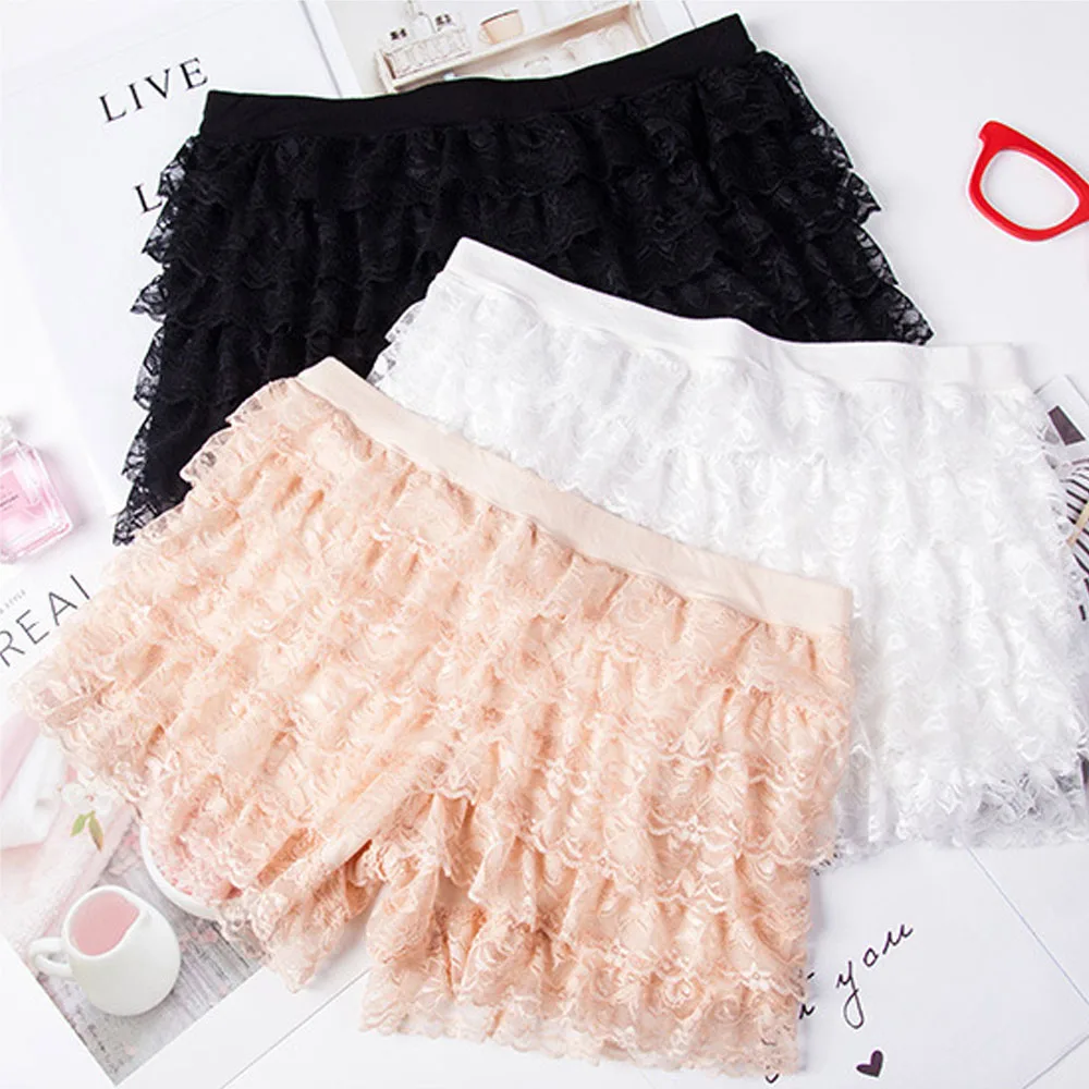 Lace 6 Layers Safety Short Pant Bloomers Shorts for Women Lingerie Briefs Ruffle Layered Frill Panties Ruffle Casual reetwear