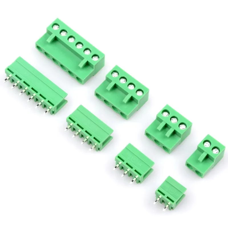 5Sets HT5.08 5.08mm Pitch 2/3/4/5P 6P 8P Screw Plug-in PCB Terminal Block Straight/Right Angle Pin Pluggable Bornier Connector