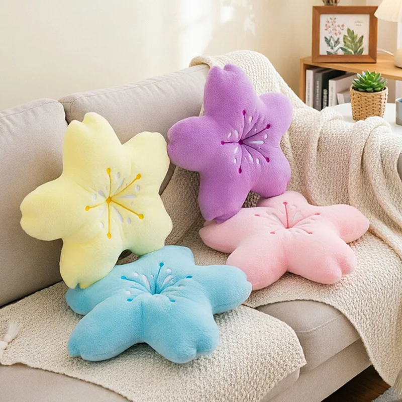 Hot Selling Cute Sakura Cherry Blossom Plush Pillow Sofa Cushion Waist Pad Tatami Car Seat Gift For Girls Home Decor Soft Fluffy