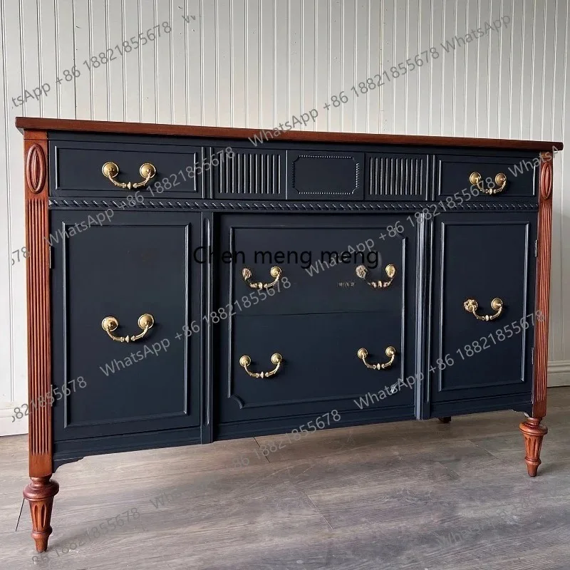 

K153 American contrast solid wood chest of drawers small bedroom clothes storage French country living room decoration cabinet