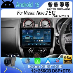 Android 16 Carplay Auto For Nissan Note 2 E12 2012-2021 Car Radio Multimedia Video Player GPS Navigation WIFI 4G DSP Stereo DSP