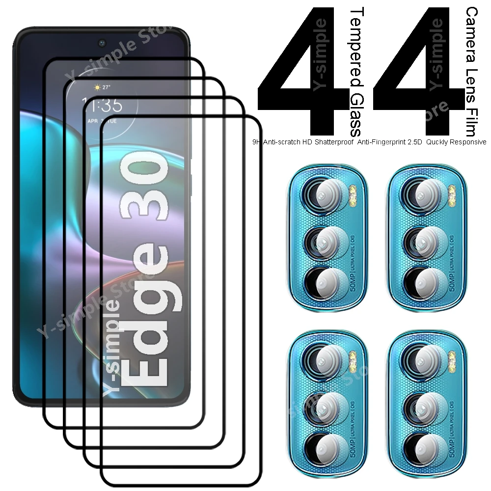 4+4 Phone Glass For Motorola Edge 30 Screen Protector Full Coverage Soft Camera Lens film For MOTO edge30 Tempered Glass