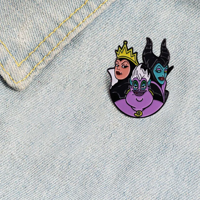 Disney Maleficent Evil Queen Ursula Enamel Pins Funny Cartoon Bag Brooch Cute Villain Badges Lapel Pin Jewelry Gift for Friends