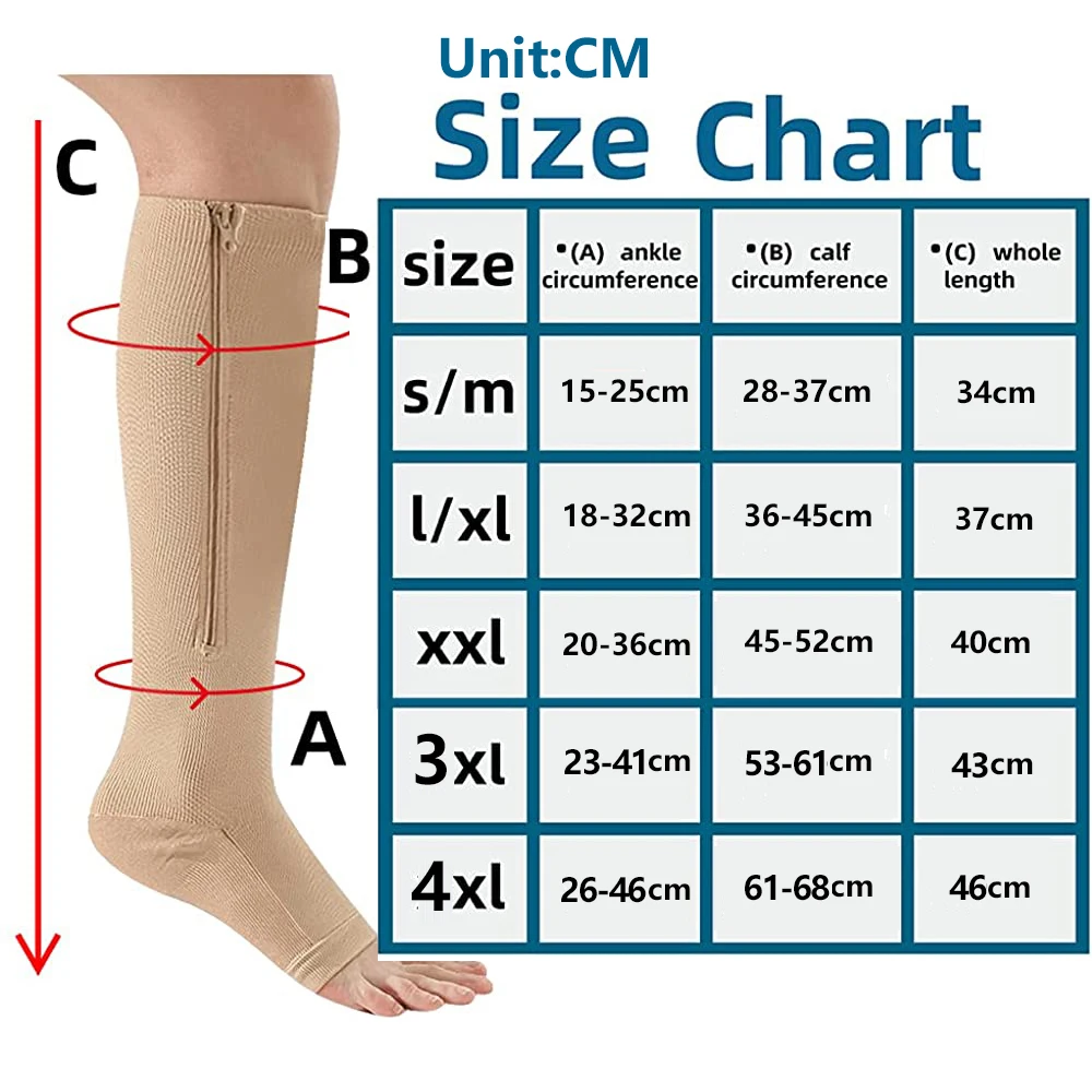 Brothock Zipper Compression Socks 1/2/3/5 Pairs Calf Knee High Stocking Open Toe Medical Nursing Walking Runnng Hiking Sports