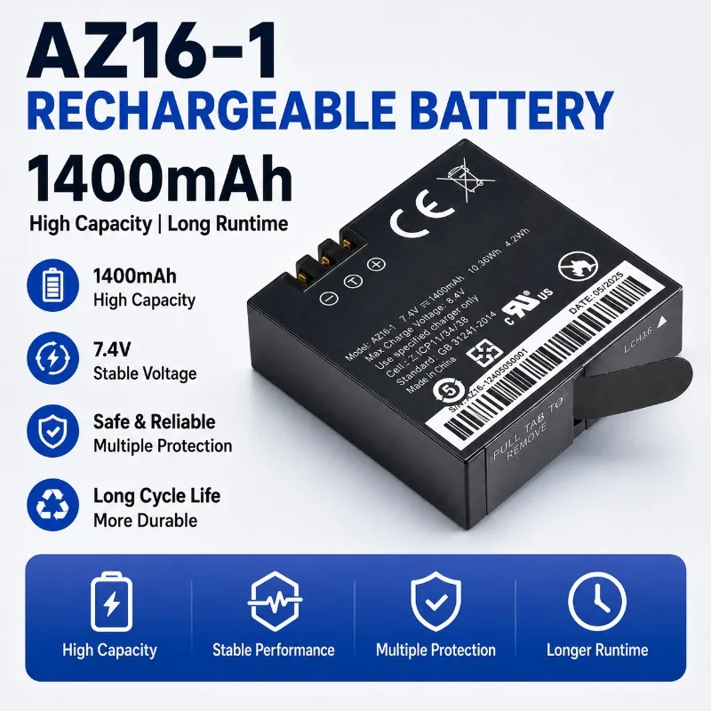 1400mAh Li-ion Rechargeable Battery Pack for Action Camera Outdoor Video Recording Replacement Spare camera battery pack