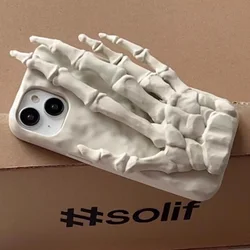 3D Skeleton Palm Phone Case For Iphone 16 Pro Max 15 13 12 11Pro Cases Creative Halloween Shockproof Cover Fundas Back Capa Gift