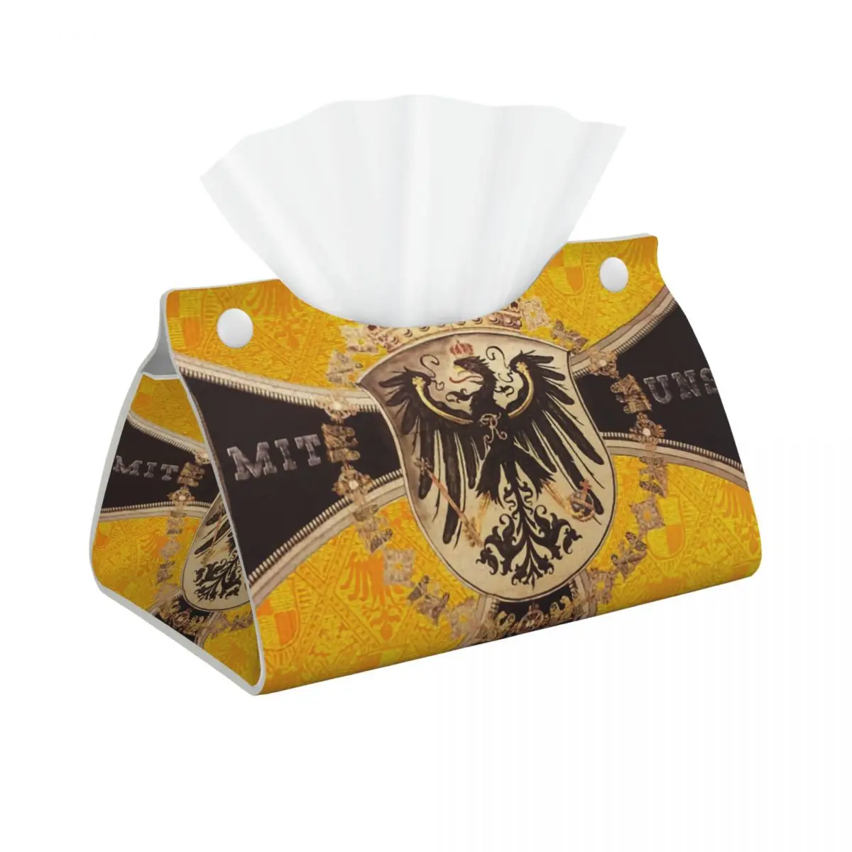 Custom Vintage German Eagle Facial Tissue Box Cover Rectangular Kingdom of Prussia PU Leather Tissue Box Holder for Car Toilet