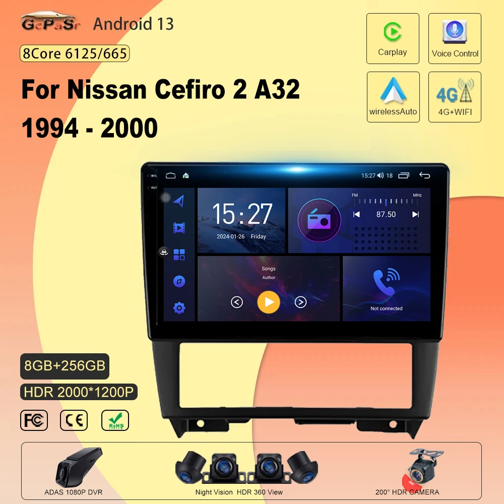 Android 13 For Nissan Cefiro 2 A32 1994 - 2000 Car Radio Multimedia Video Player Navigation GPS No 2din dvd