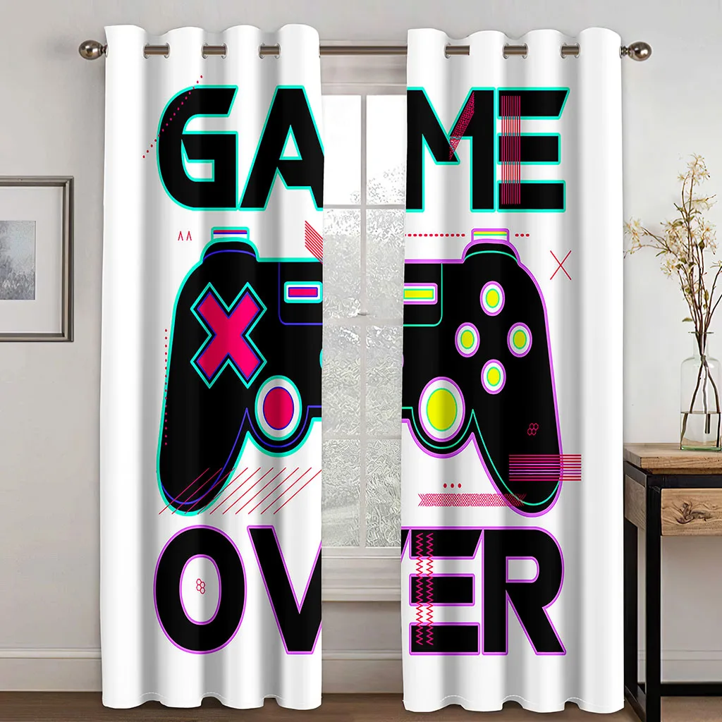 

2pcs Gamer Gamepad Controller Window Curtains Drapes for Living Room Boys Bedroom Gaming Room Home Decor Door Playing Video Game