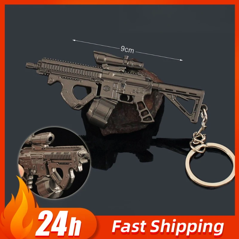9 センチメートル/3.54 インチアリーナブレイクアウトミニ H416 アサルト小型銃キーホルダーゲーム周辺機器ペンダント金属武器モデルコレクションギフトおもちゃ
