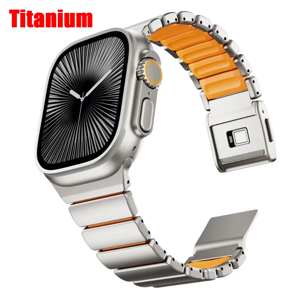 

Titanium Band For Apple Watch Ultra 3 2 49mm Series 11 10 46mm Silicone Strap For Iwatch 9 8 7 6 5 SE 3 42mm 44mm 45mm Watchband