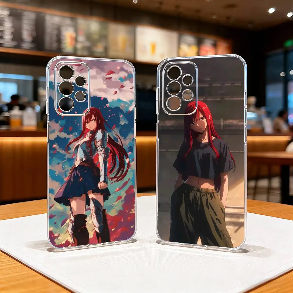 Anime Fairy Tail E-Erza Phone Case For Samsung S25,S24,S21,S22,S23,S30,Ultra,S20,Plus,Fe Transparent Cover