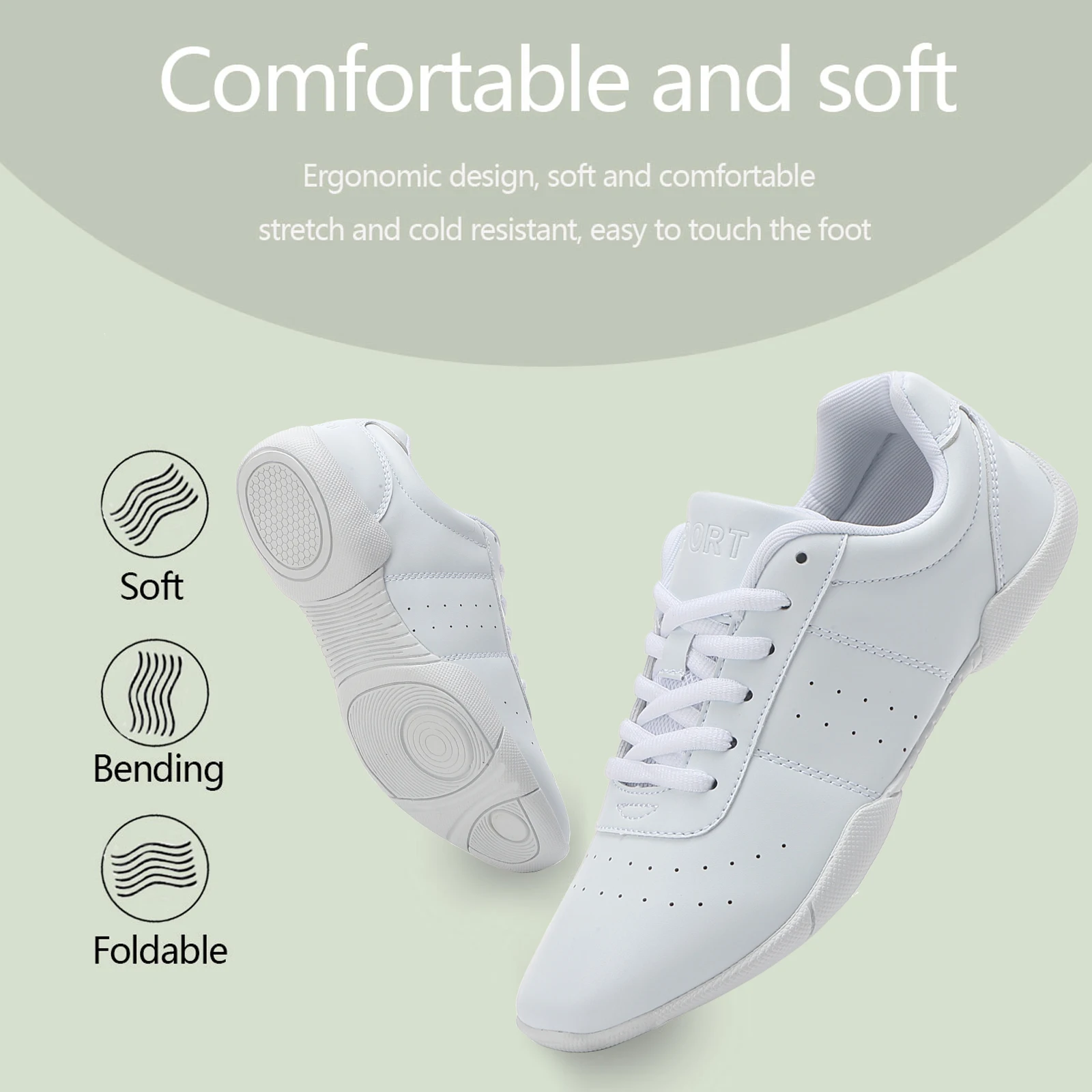 Durable Leather Cheer Shoes for Girls & Women, Comfortable Competition Sneakers 710