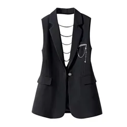 Fashion Suit Vest Jacket Women New 2026 Spring Summer Korean Loose Sleeveless Blazer Waistcoat Coat Female Casual Lady Tops
