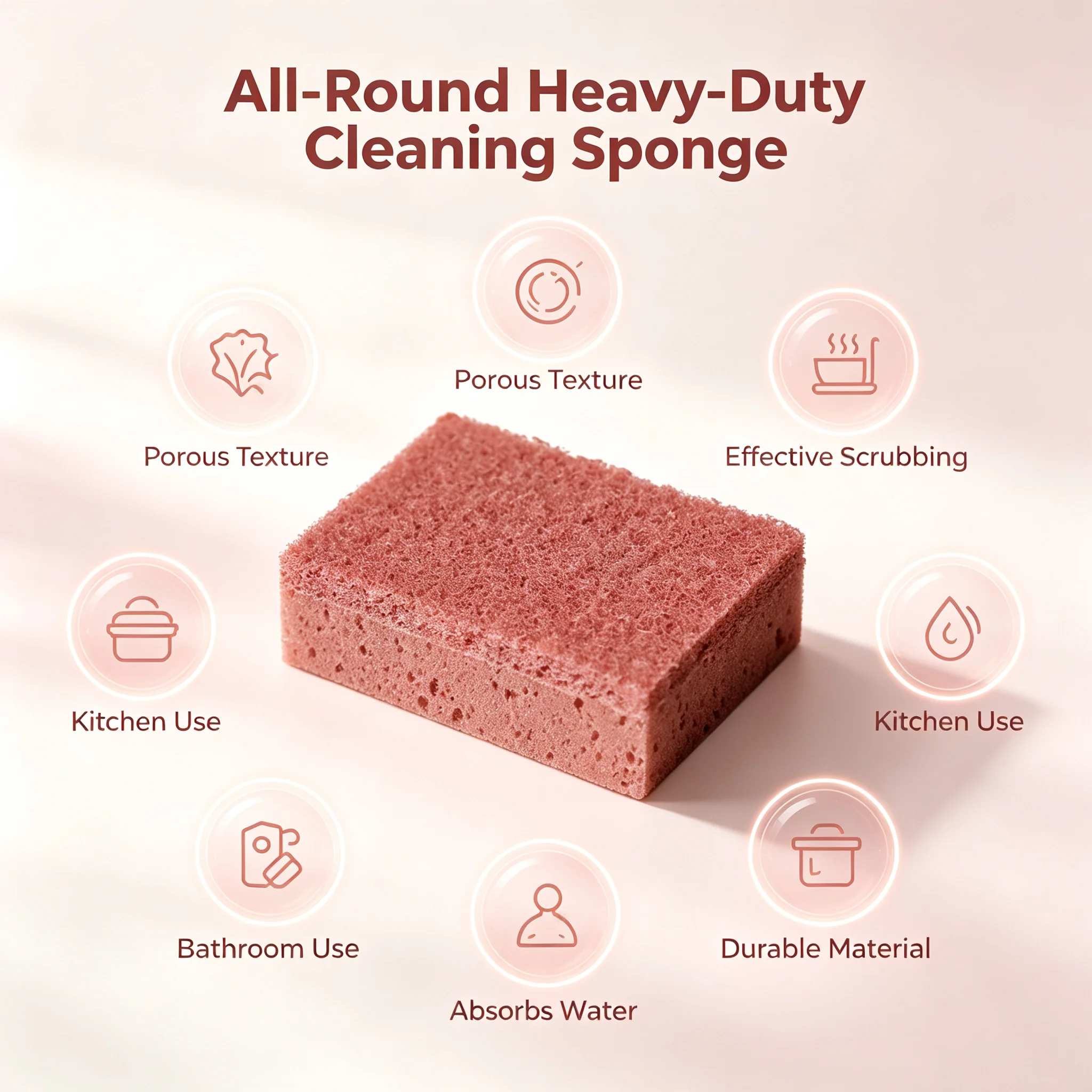 Heavy Duty Scrub Sponge Strong Scrub Layer for Stove & Cookware Porous Long Lasting