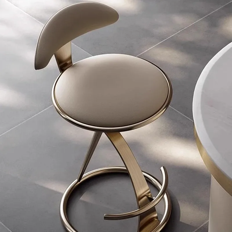 Designer High Stool Italian Light Luxury Bar Chairs Creative Bar Furniture Home Stainless Steel Cafe Kitchen Backrest Bar Chair