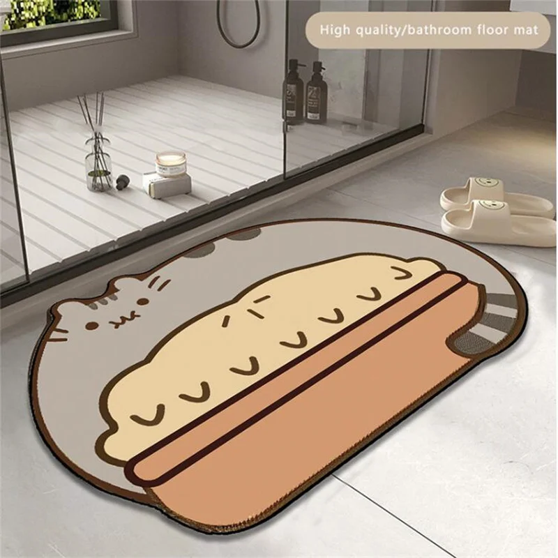 

40*60CM Cartoon Cute Diatom Mud Absorbent Floor Mat Cushion Bathroom Toilet Doors Non Slip Quick Drying Foot Pad Door Rug