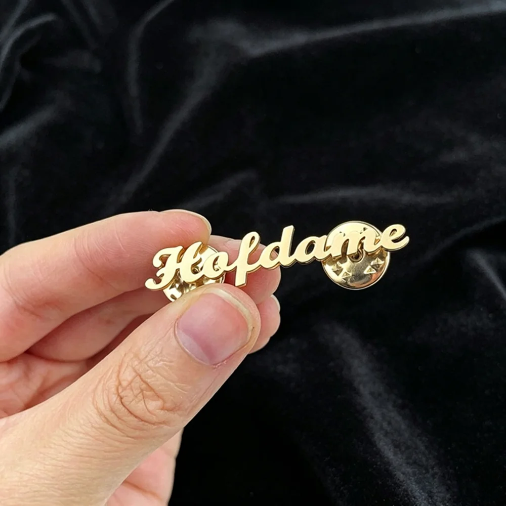 Stainless Steel Custom Name Letters Logo Brooch Personalized Nameplate Pins Badge Trendy Jewelry Gift for Women Men New