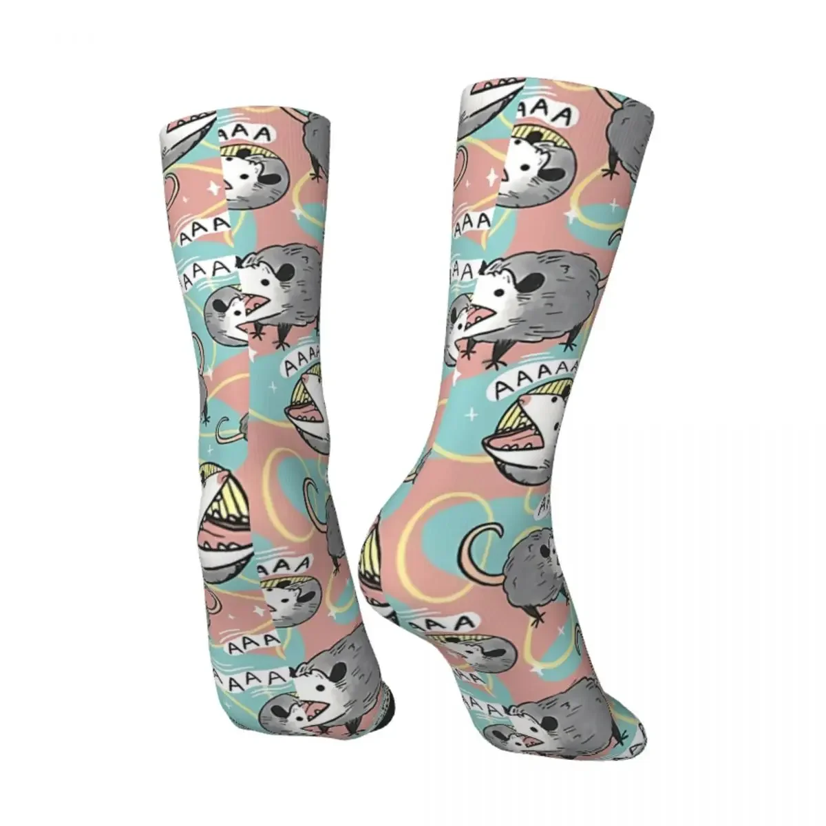 Happy Retro Opossum Screm Crazy Men's Socks Unisex Harajuku Pattern Printed Funny Crew Sock Boys Gift