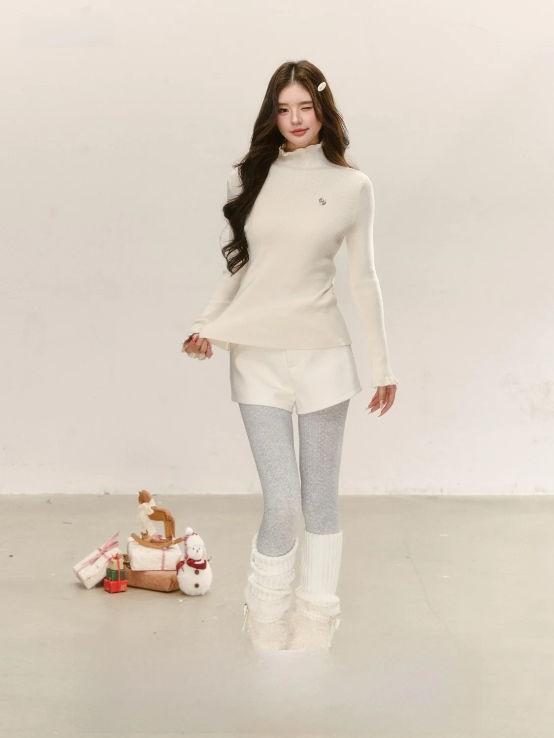 Peasluna Korean Style Woolen Short Pants High Waist Wide Leg A-Line Base Layer Casual Slimming Autumn Winter Women's Fashion