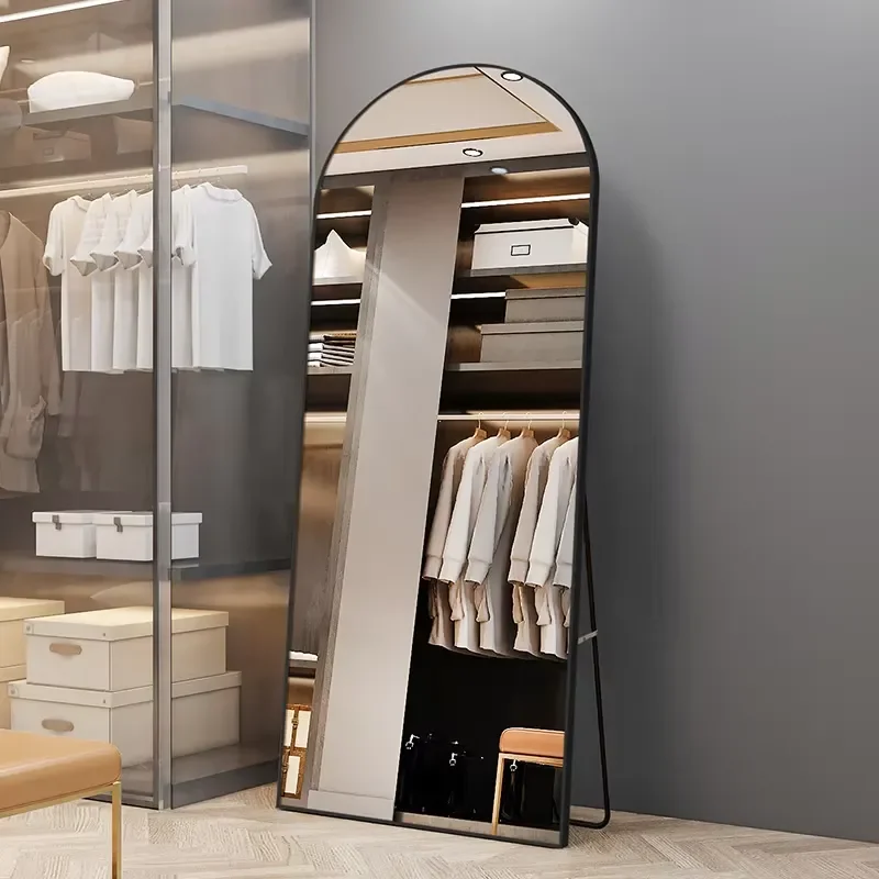 Arched Aluminum Full Length Mirror Large Floor to Ceiling Standing Mirrors for Home Bedroom Living Room Clothing Store Decor
