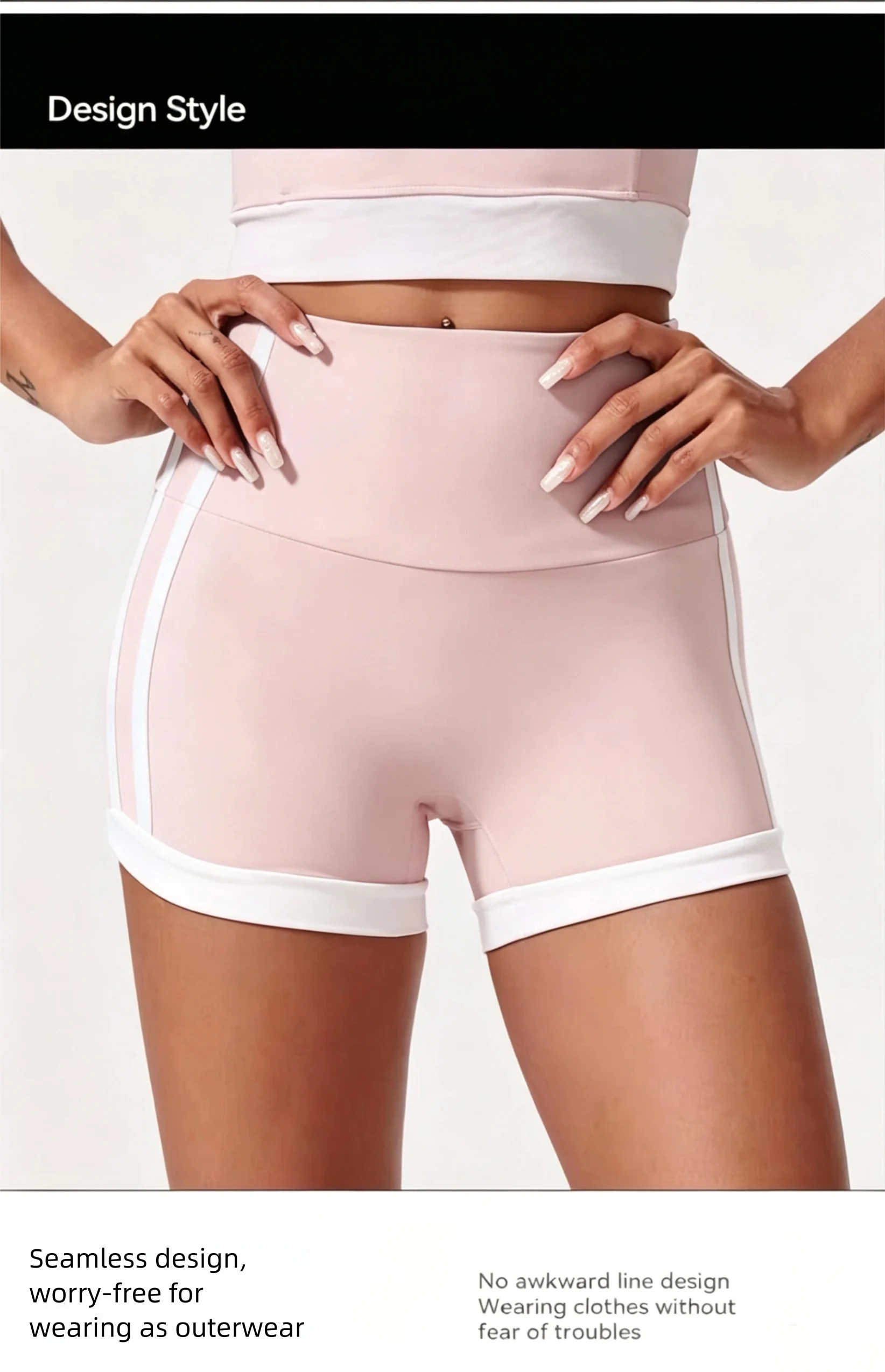 Damen High-Waist Scrunch Butt Yoga-Shorts, atmungsaktiv, Bauchkontrolle, Anti-Squat, Pilates, Fitness, Workout, Biker-Shorts – Detail 2