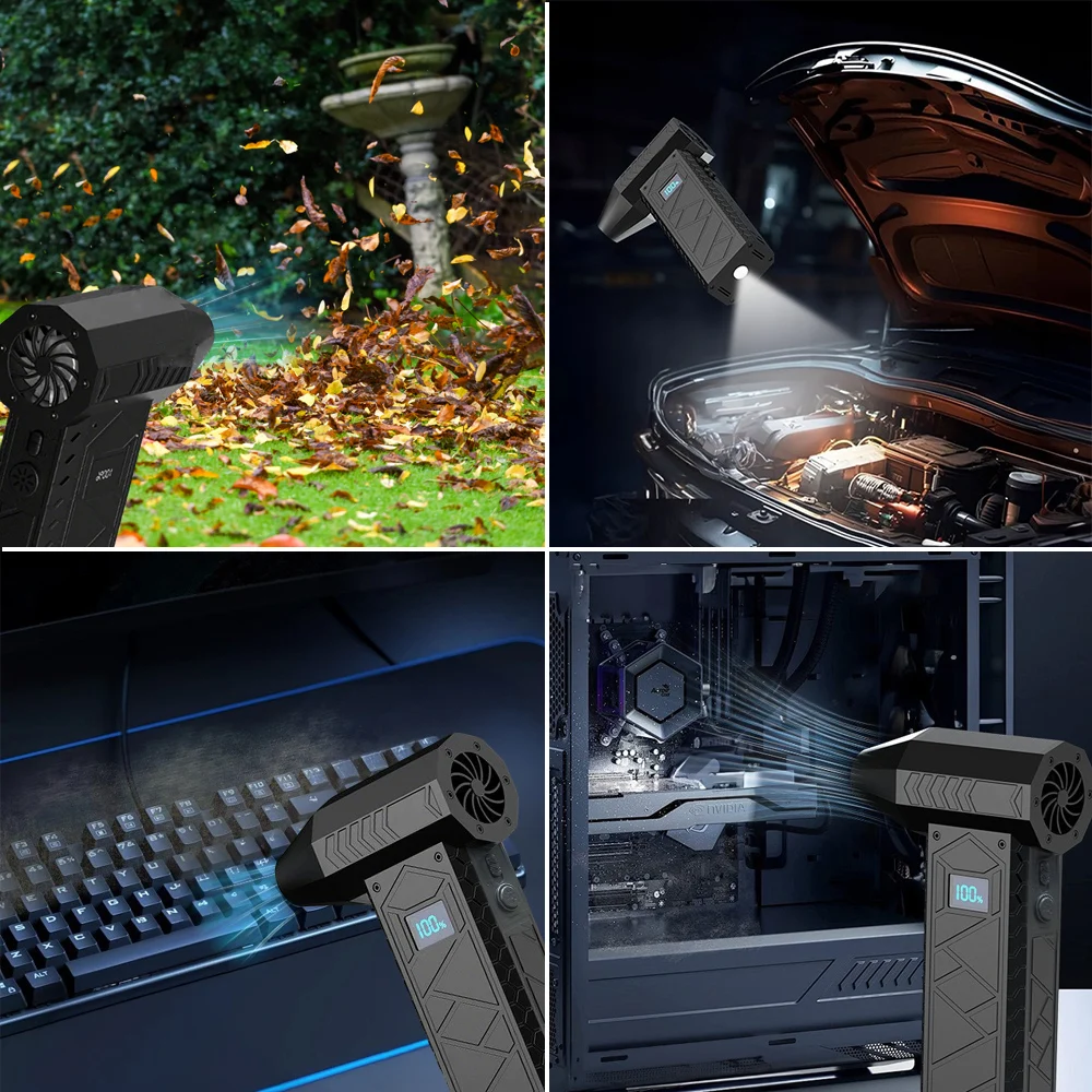 Persluchtstofdoek 4 versnellingen Verstelbaar 180000 RPM Elektrische turboblower met LED-licht Oplaadbare draadloze bladblazer voor reiniging