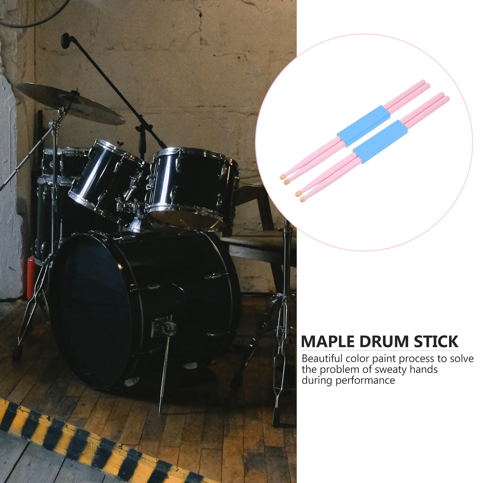 

2Pairs Drum Stick Maple Wood Smooth Grip Lightweight Drum Accessories for Practice Percussion Instrument Players