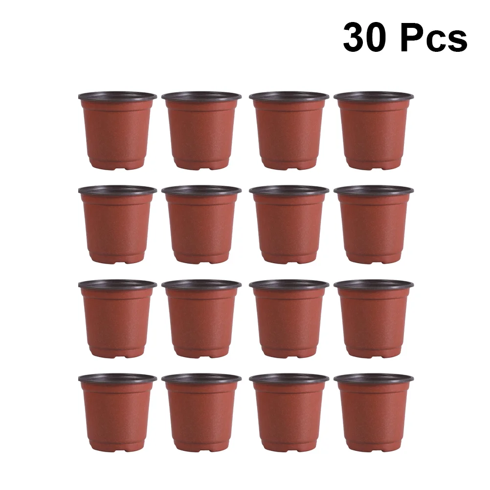 30PCS Plastic Flowerpot Minimalist Breathable Succulents Pot 150mm Diameter Brown Random Bottom Holes Desk Bookshelf Table