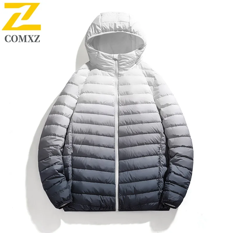 COMXZ Premium hommes doudoune cravate colorant conception aventure en plein air léger chaud Parka à capuche voyage coupe-vent hiver vers le bas manteau