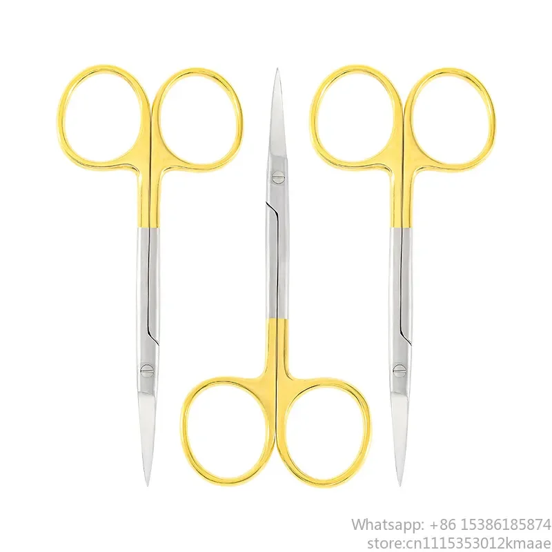 Vequyn Stainless Steel Iris Scissors — 9.5cm Gold Handle, TC-Tip Cuticle & Nail Trimming, CE Certified