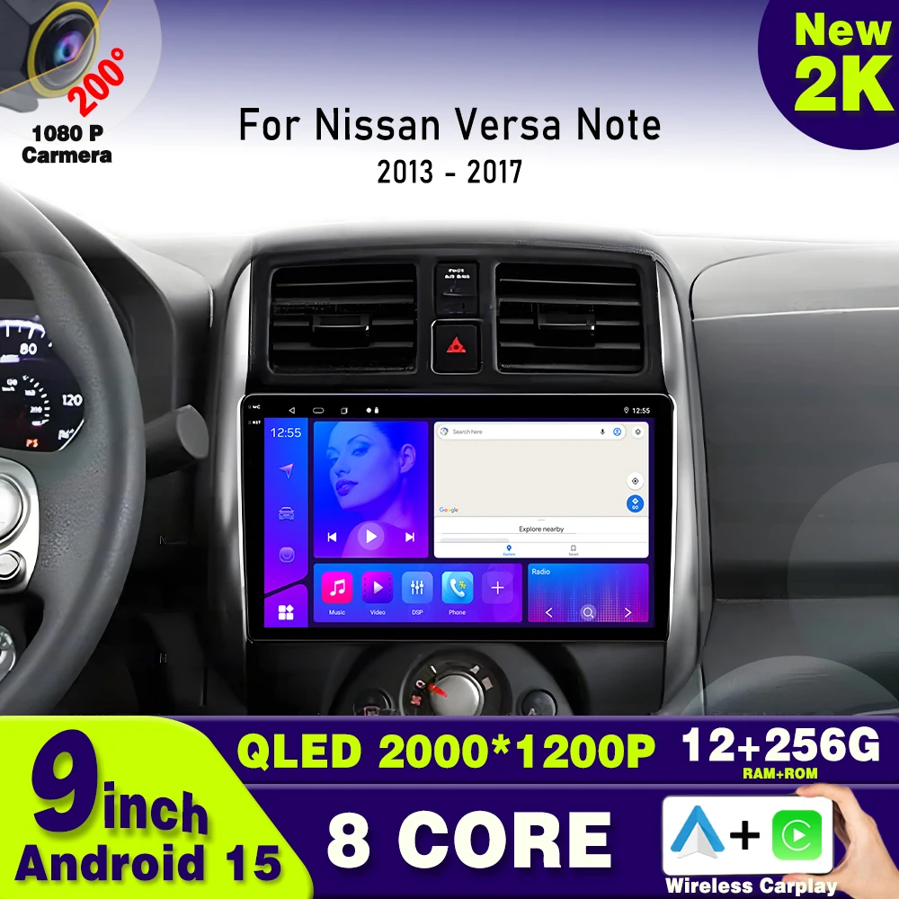 

Android 15 For Nissan Versa Note 2013 - 2017 Android Auto Car Radio Multimedia Carplay Video Player GPS Navigation DSP BT WIFI
