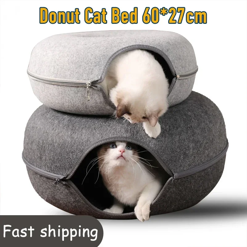 Cat Tunnel Donut for Cat Bed Toys Interactive Cat House Cat Tunnel Bed Kitten Toy Pet Bed Cat Donut Bed Cat Accessories Casa