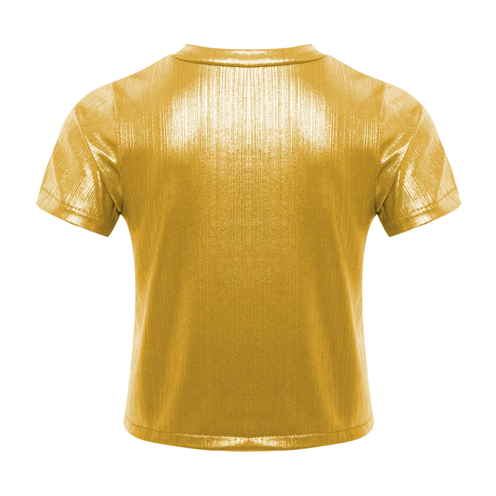 Kinder Mädchen Jungen Metallic T Shirts Glänzende Kurzarm Tank Modern Jazz Hiphop Street Dance Kostüm Casual T-shirts
