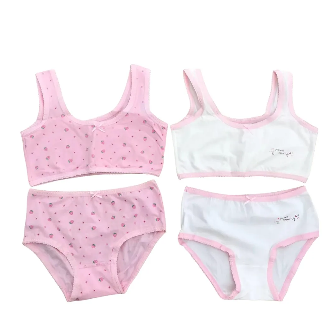Mädchen-BH-Boxershorts-Set, niedliche Blumen-Erdbeer-Drucke, Teenager-Unterwäsche, Größe 130–160, große Mädchen-Unterwäsche, BH-Höschen-Set – Detail 16