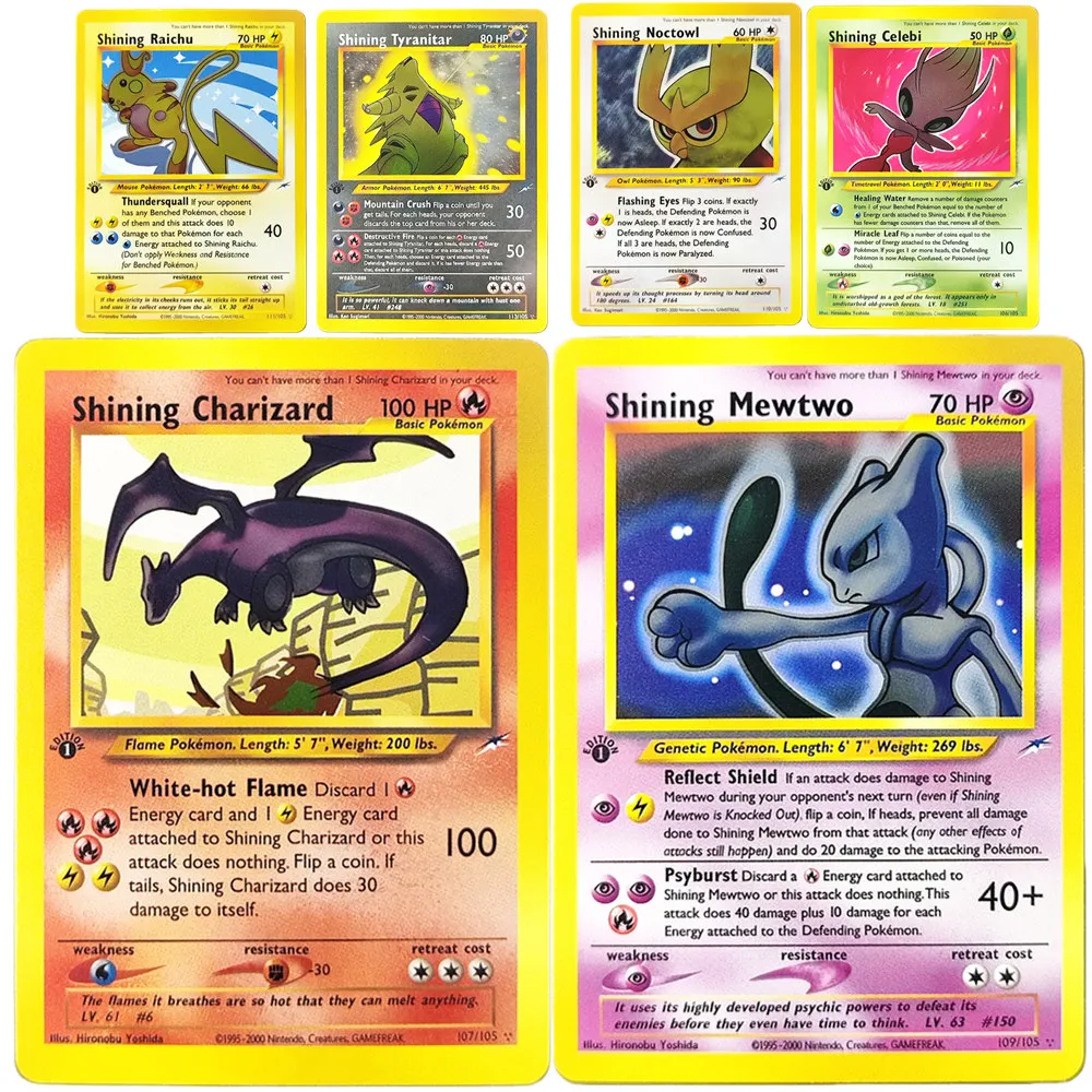 

Карты Pokemon PTCG «сделай сам», английская Neo Destiny, 1-е издание, блестящий Чаризард, коллекция Mewtwo Tyranitar, игровая карта