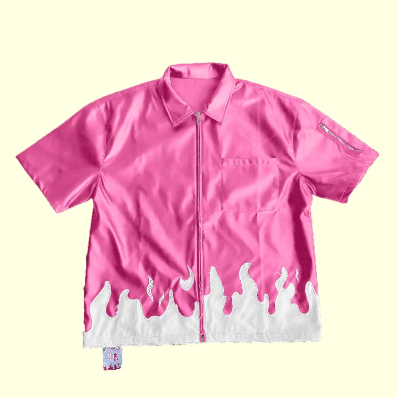 

Y2K Printed Pattern T-shirt Personalized Street Retro Cardigan Top trend collage color contrast street personality hip hop