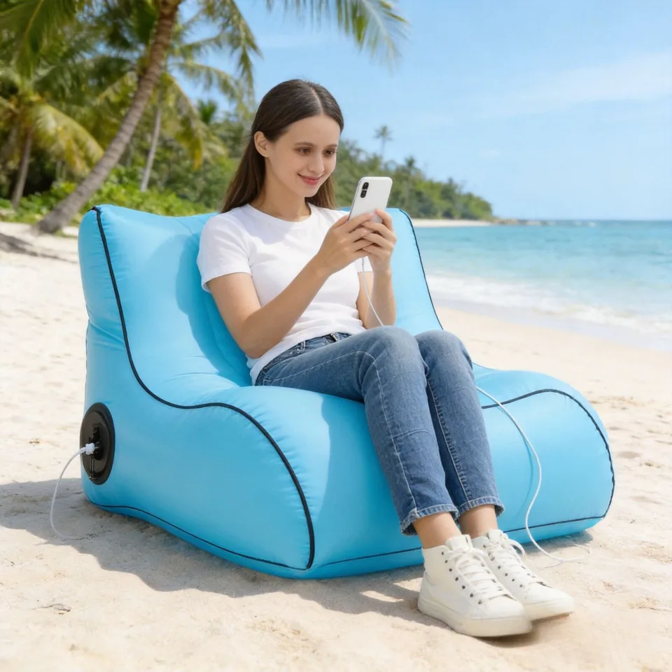 Inflatable Sofa Outdoor Movable Foldable Air Lounger Camping Recliner for Beach Picnic Travel Mattress Comfort Couch