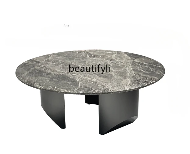 ItalianStyleLight LuxuryDesigned by a Maestro round Marble Movable Coffee Table Modern Simple High-End round Tea Table Household