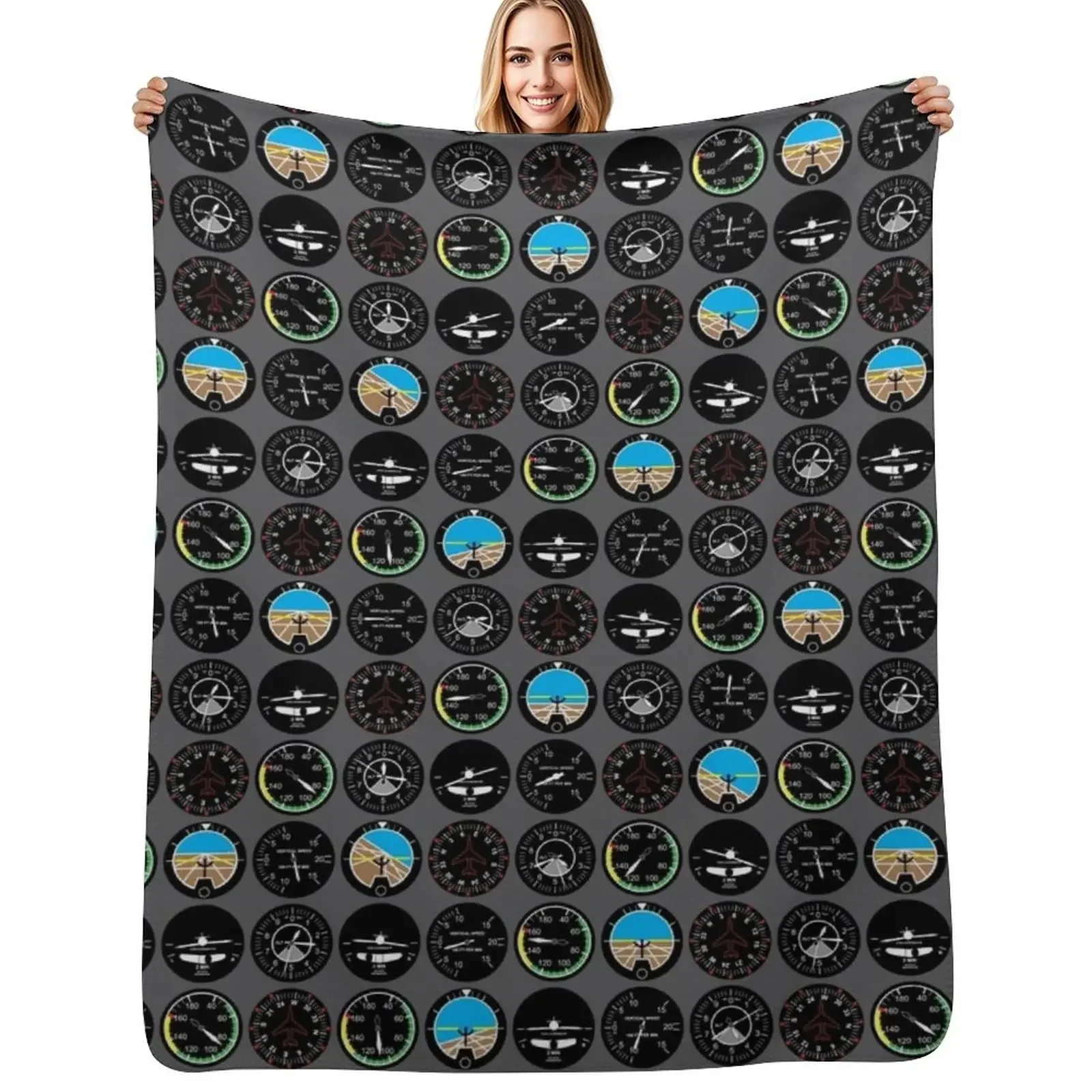 

Flight Instruments Throw Blanket Personalized Gift Soft Plush Plaid Comforter Blanket